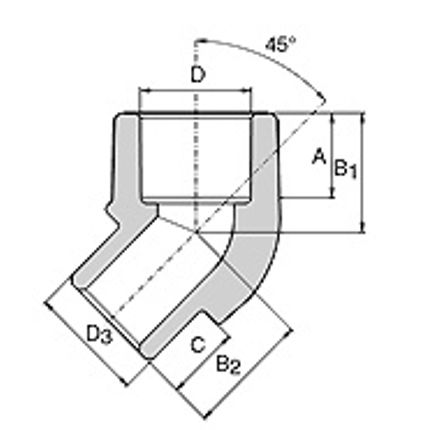 Габаритні розміри Коліно Wavin Ekoplastik PPR 45° 40 мм SKO04045XX    