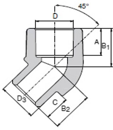 Габаритні розміри Коліно Коліно Wavin Ekoplastik PPR 45° 25 мм SKO12545XX (внутрішнє/зовнішнє) 