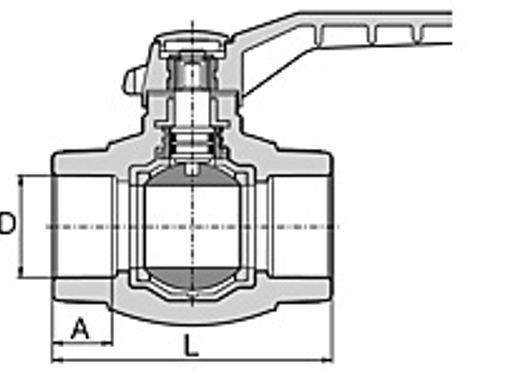 Габаритные размеры Кран шаровой Wavin Ekoplastik PPR 40 SVEK040XXX