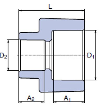 Габаритні розміри Муфта Wavin Ekoplastik PPR 25x20 SRE02520XX перехідна 