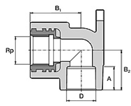 Габаритные размеры Настенное колено Wavin Ekoplastik 20 x1/2" SNK020XXXX