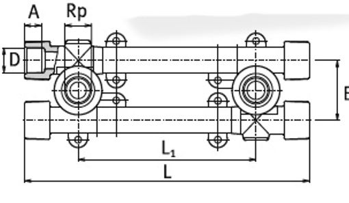 Габаритні розміри Настінний комплек Wavin Ekoplastik PPR 20 SNKK020SXX (для гіпсокартону)   