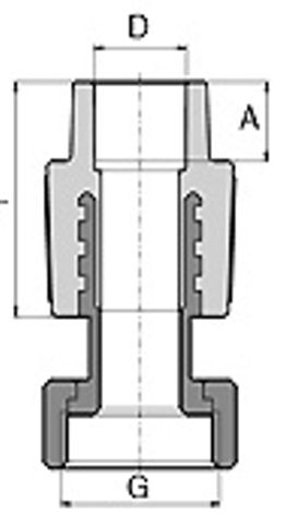 Габаритні розміри Перехід з металевою вставкою і накидною гайкою Wavin Ekoplastik PPR 25 x 3/4" SZM02525XX 