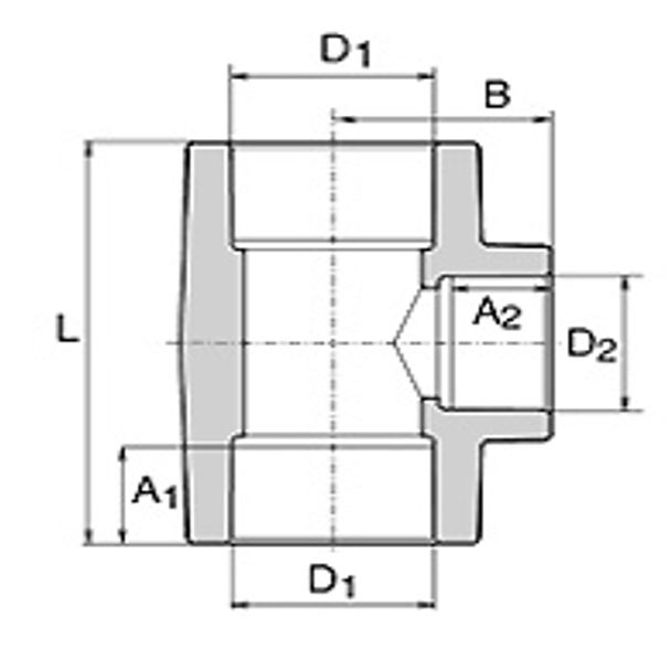 Габаритні розміри Редукційний трійник  Wavin Ekoplastik PPR 32x25x32 STKR03225X    