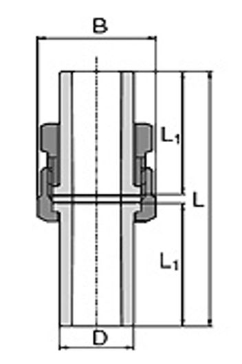 Габаритні розміри Розбірне з'єднання Wavin Ekoplastik PPR 32 SRS032XXXX 