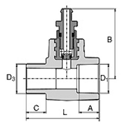 Габаритні розміри Штуцер із випускним вентилем Wavin Ekoplastik PPR d20 SNAVV120XX 