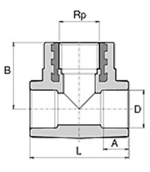 Габаритні розміри Трійник МРВ Wavin Ekoplastik PPR 32 x 3/4" STKI03225X