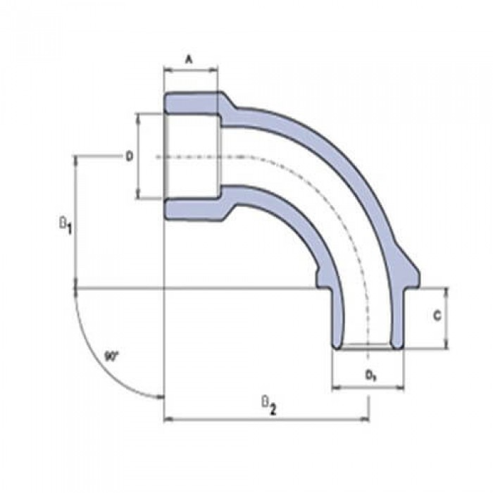 Габаритные размеры Отвод Wavin Ekoplastik PPR Ekoplastik 20/90 SO02090XXX  