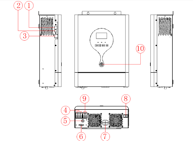 Гибридный инвертор 5,5кВ ORBUS VMII PRO 5500VA/5500w ( 48В, 0-80A, 160-275В, MPPT120-450)
