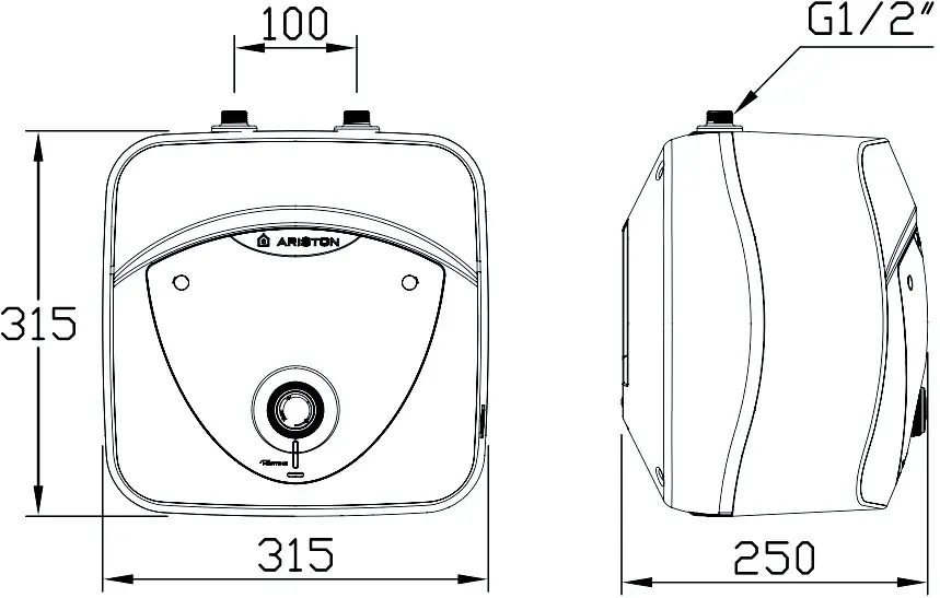 Габаритні розміри Бойлер Ariston ANDRIS LUX 6 UR EU 6л