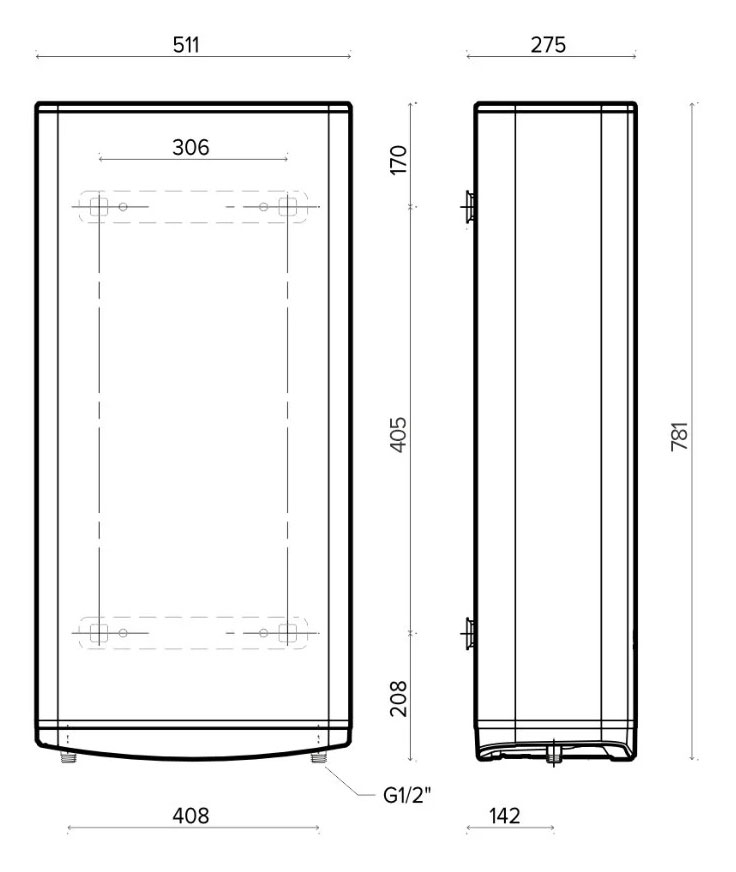 Габаритні розміри Бойлер Ariston VELIS TECH 100 EU 100л