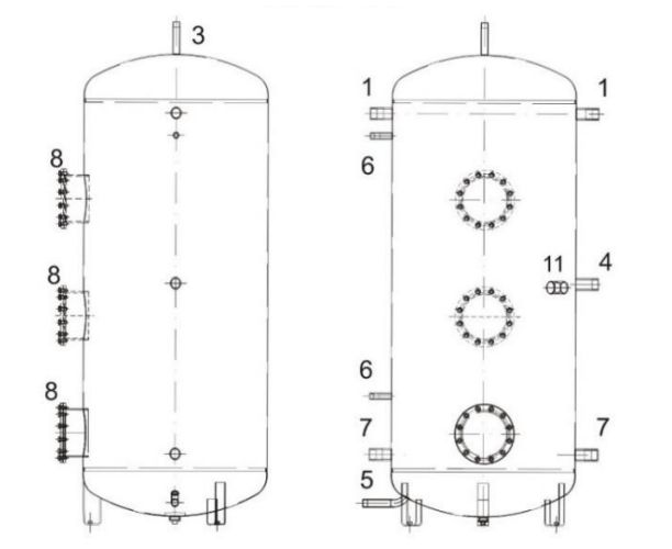Конструкція Теплоакумулятор Drazice NAD 500 v1 (TJ 6/4" з ізоляцією Neodul)    