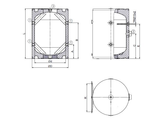 Габаритні розміри Теплоакумулятор Drazice NAD 200 v1 (TJ 6/4" з ізоляцією класу B) 