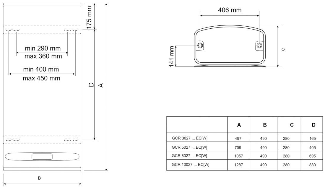 Габаритні розміри та креслення Бойлер Tesy BelliSlimo GCR 802724D E31 ECW Cloud