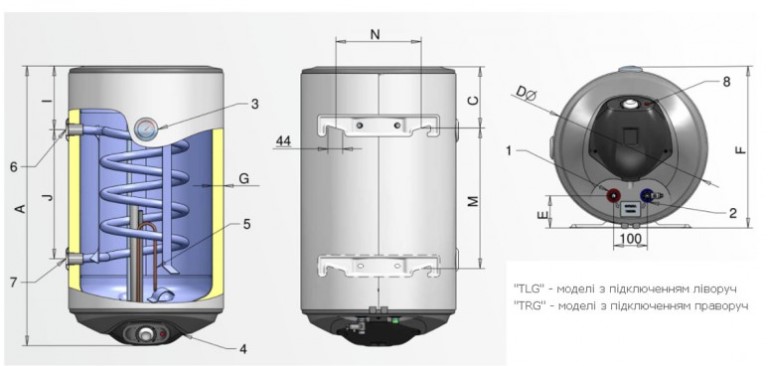 БудоваВодонагрівач Galanta COMBI  100л мокрий тен 2 кВт (WV10046TLG/1046630) 