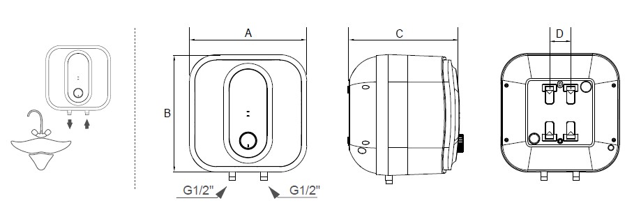 Розміри Водонагрівач Hi-Therm FLAT10 A