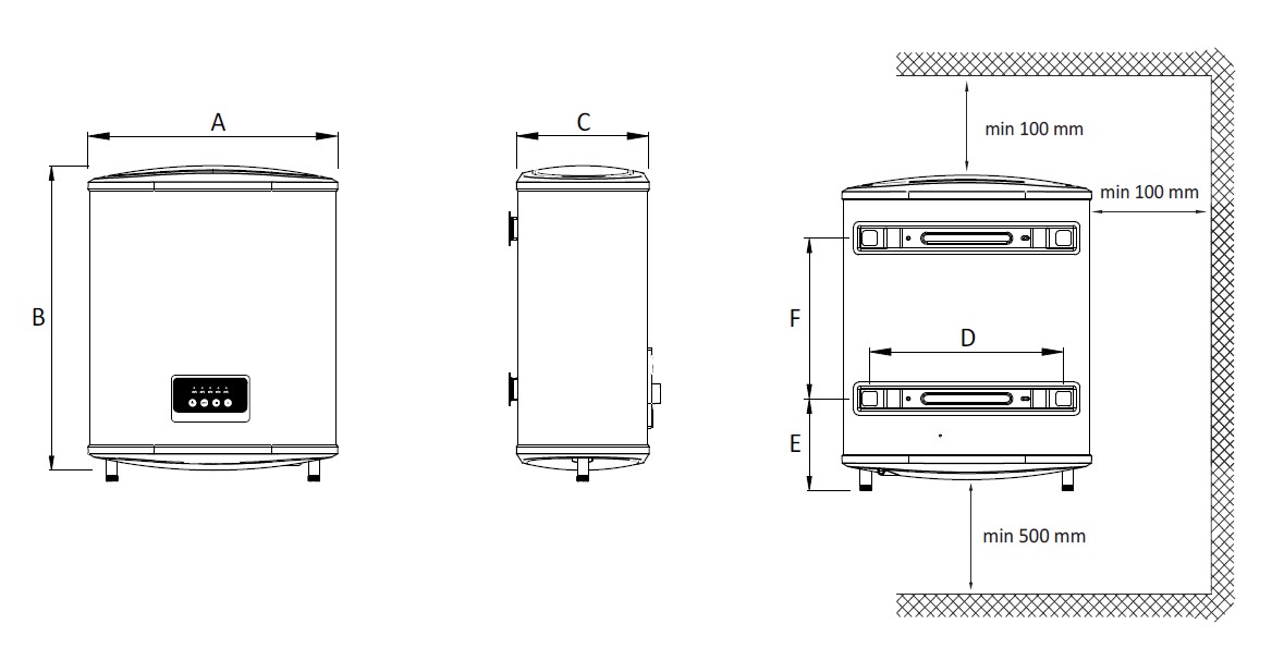 Розміри Водонагрівач Hi-Therm FLAT80