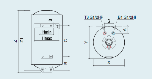 Габаритні розміри бойлера Quartz Start
