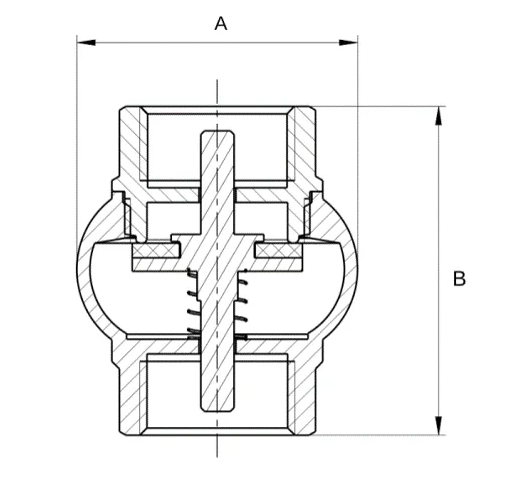 Габаритні розміри  Зворотній клапан REIGER 2" латунь 