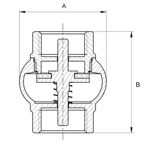 Габаритні розміри Зворотній клапан REIGER 3/4" нікель 