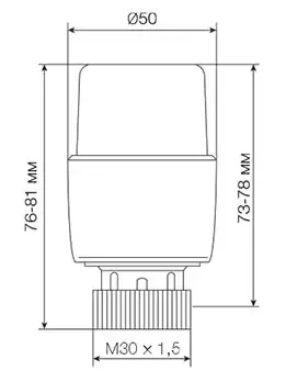 Розміри Термоголовка Reiger М30х1,5 (ASG)  з виносним датчиком 
