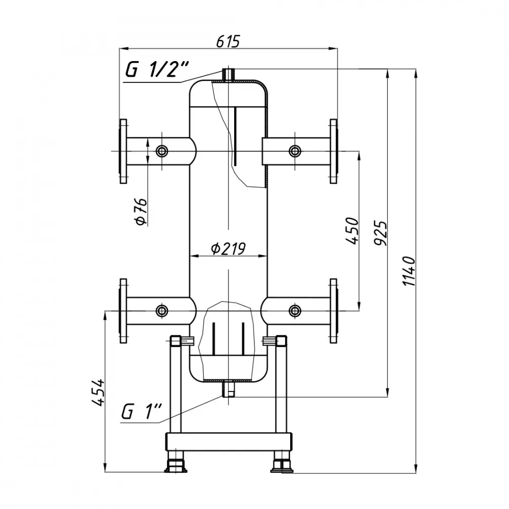 Размеры Гидрострелка TERMOJET ГС-30-1-1/2"