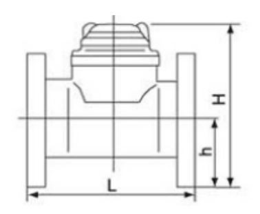 Габаритні розміри Лічильник для холодної води Apator Powogaz WІ- 50 DN50 (іригаційний)  