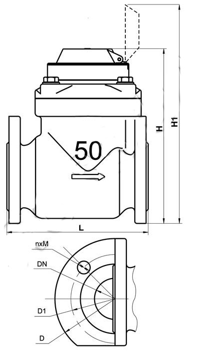 Габаритні розміри Лічильник для холодної води Gross WPK-UA R100 DN65 (турбінний)