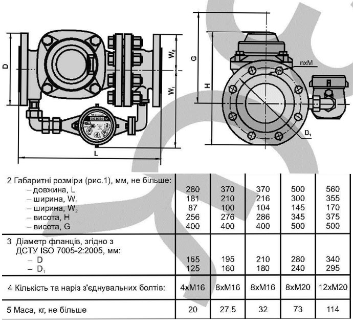 Розміри Лічильник води Gross WPVD-UA R1600 DN100/20 (комбінований)