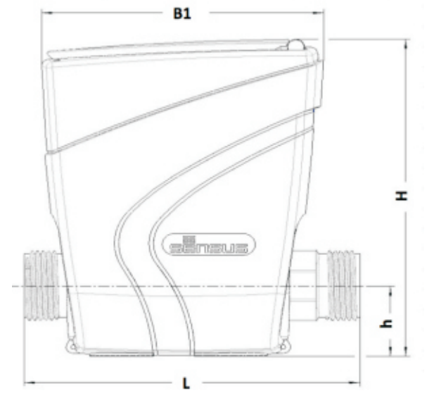 Габаритные размеры Счетчик электромагнитный Sensus iPERL Q3 2,5 T50 L110