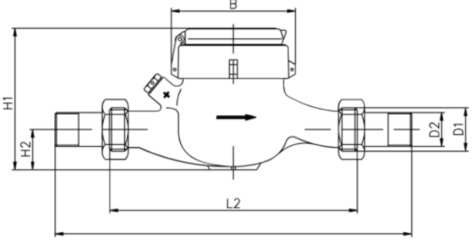 Габаритные размеры Счетчик горячей воды Zenner MTWD Ду 32
