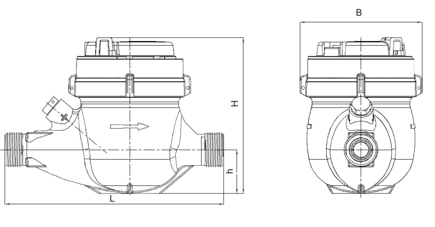 Габаритные размеры Счетчик холодной воды Sensus 420PC Q3 6,3