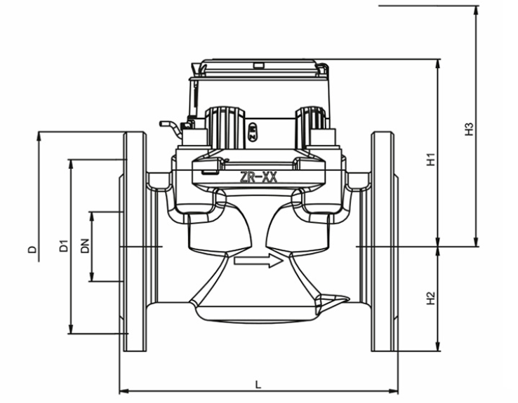 Габаритные размеры Счетчик холодной воды Zenner WPD Ду 50, L 200, PN 40