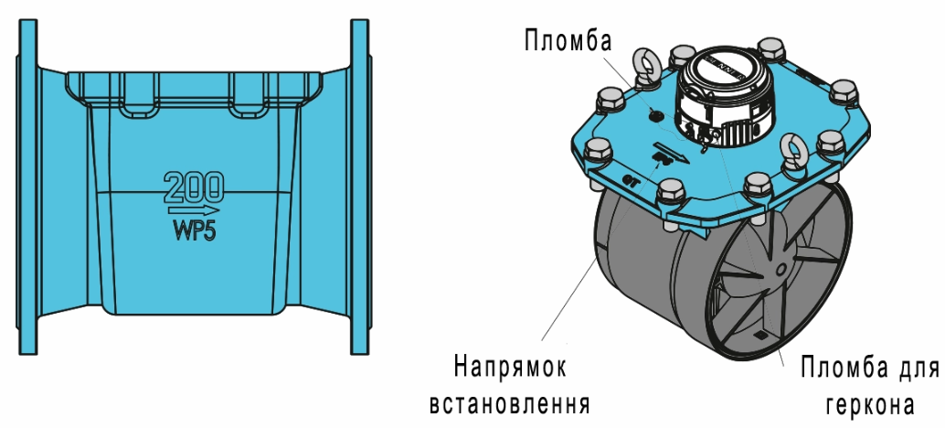 Конструкция Счетчик холодной воды Zenner WPHD Ду 200