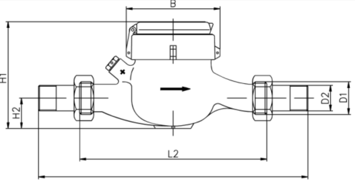 Габаритные размеры Счетчик холодной воды Zenner MTKD Ду 32 