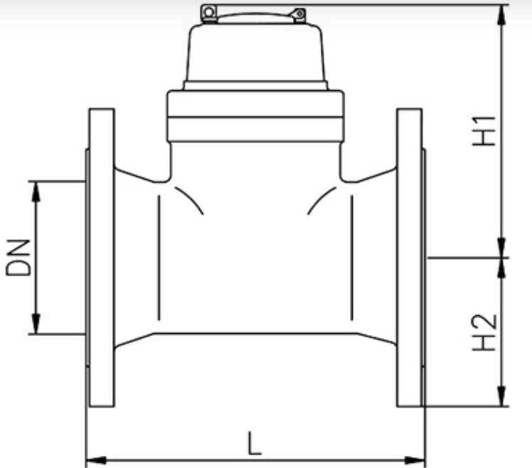 Габаритные размеры Счетчик ирригационный Zenner WI-ZF Ду100