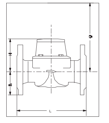 Габаритные размеры Счетчик турбинный Sensus MeiStream 100/50 R315