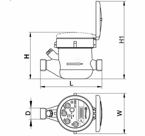 Розміри Лічильник води Gross MNK-UA 20 R80